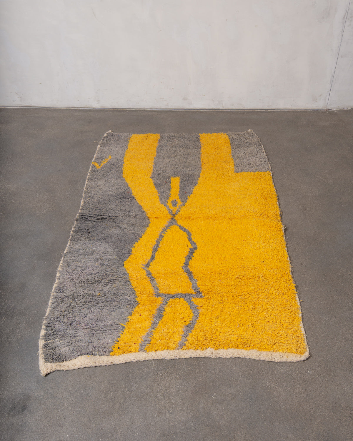 Modern, designer, handcrafted Berber rug from Morocco. Vintage carpet with beautiful colours and patterns and fluffy texture.